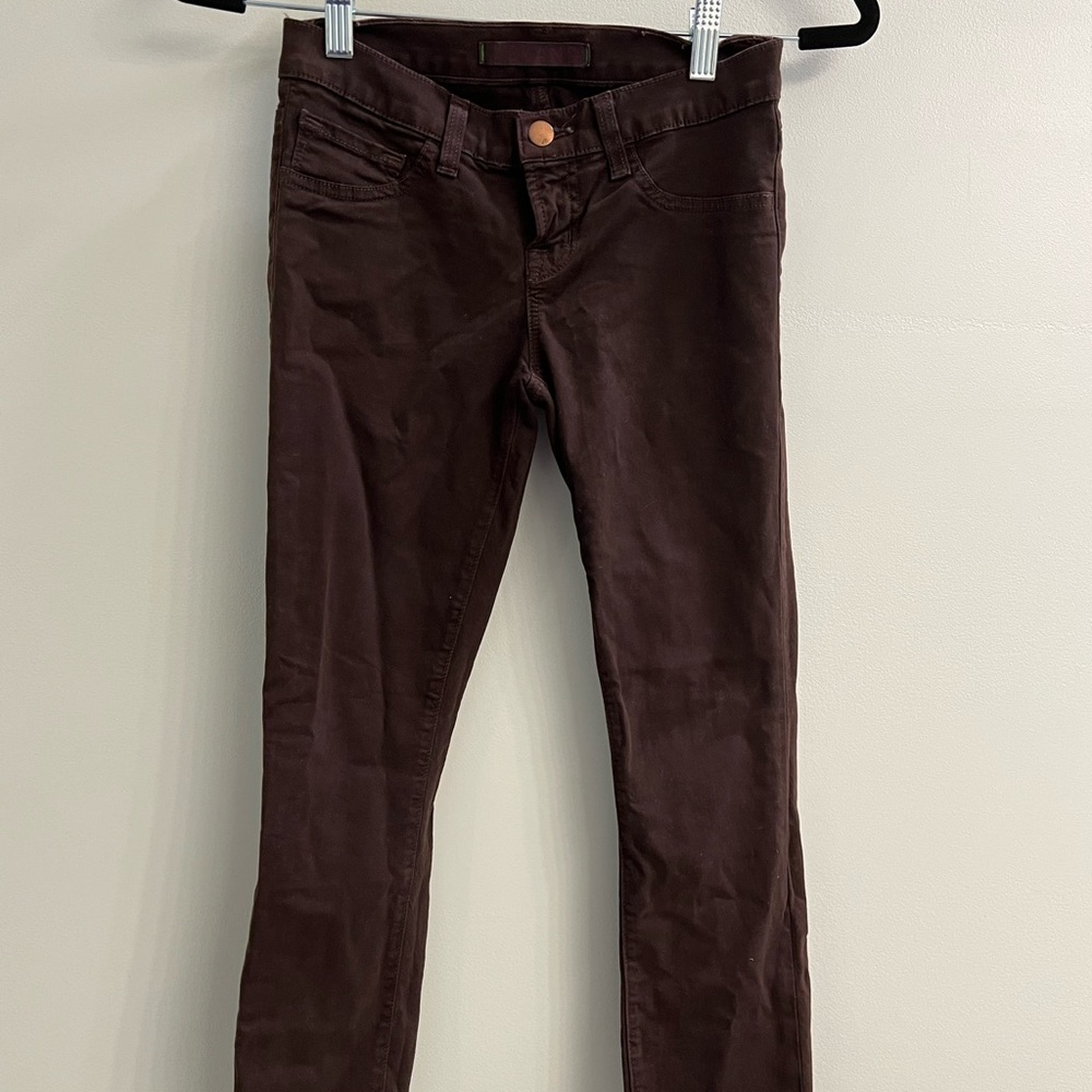 J Brand Alma Straight Leg Jean in Stretch Denim Brown Size 24